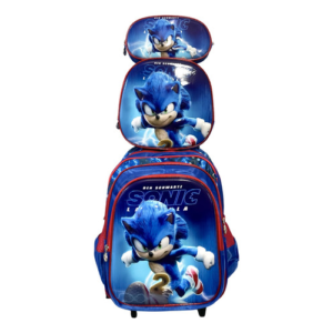 Kit Mochila 3D de Rodinha do Sonic