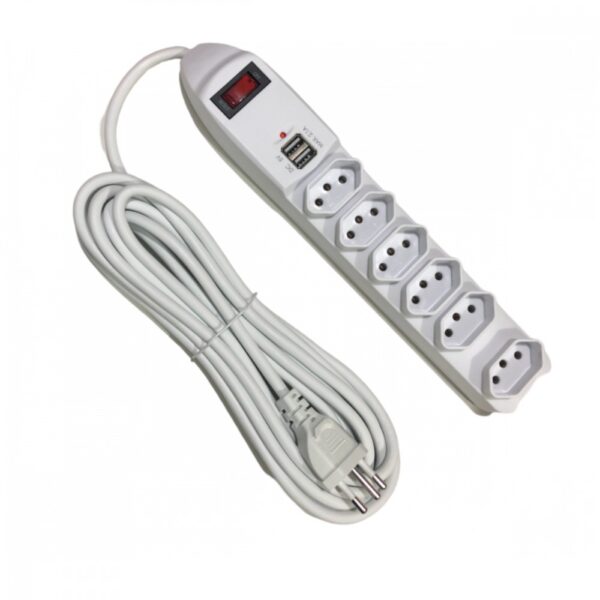 Extensão Elétrica 6 Tomadas 5 Metros